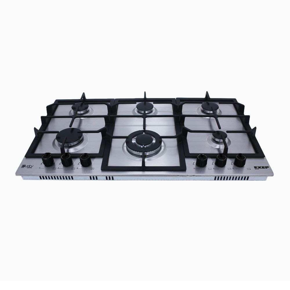 Purity Built-In Gas Hob 6 Cast Iron Burners 90 Cm - Stainless Steel - HPT902S