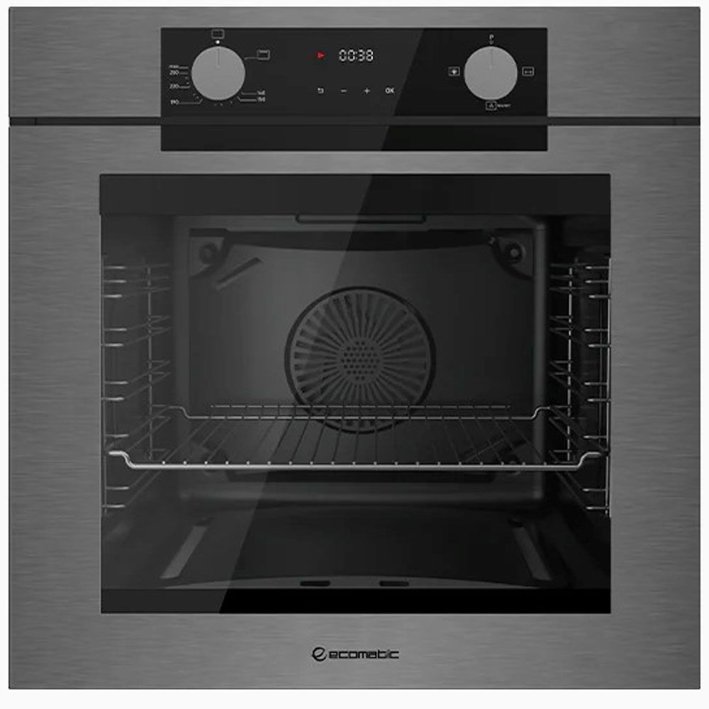 Ecomatic Digital Built-in Gas Oven 60 Cm 83 Liter Fryart - Convection Fan Soft Close - Dark Stainless Steel - G6604PRODX