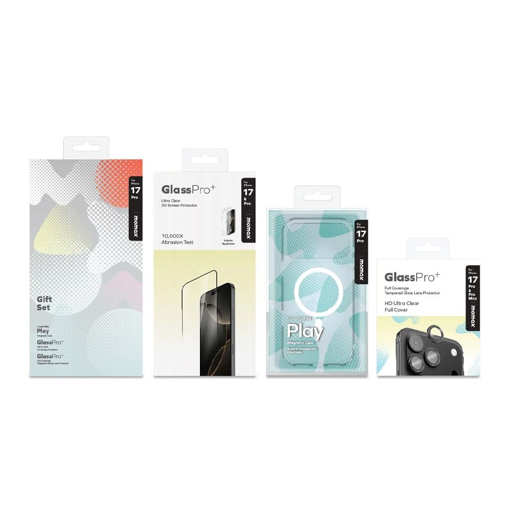 Momax iPhone 17 Pro Protection Bundle Set ( Case + Screen + Lens ) - Clear
