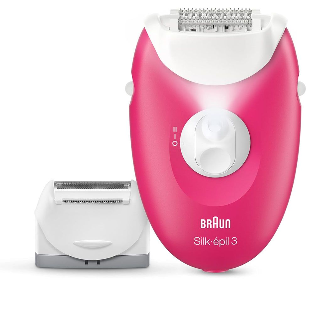 Braun Silk-épil 3 SE 3-032 Epilator, Removes Even Short Hairs From The Root, 20 Micro Grip Tweezers, Non-Stop Corded Epilator - Pink 
