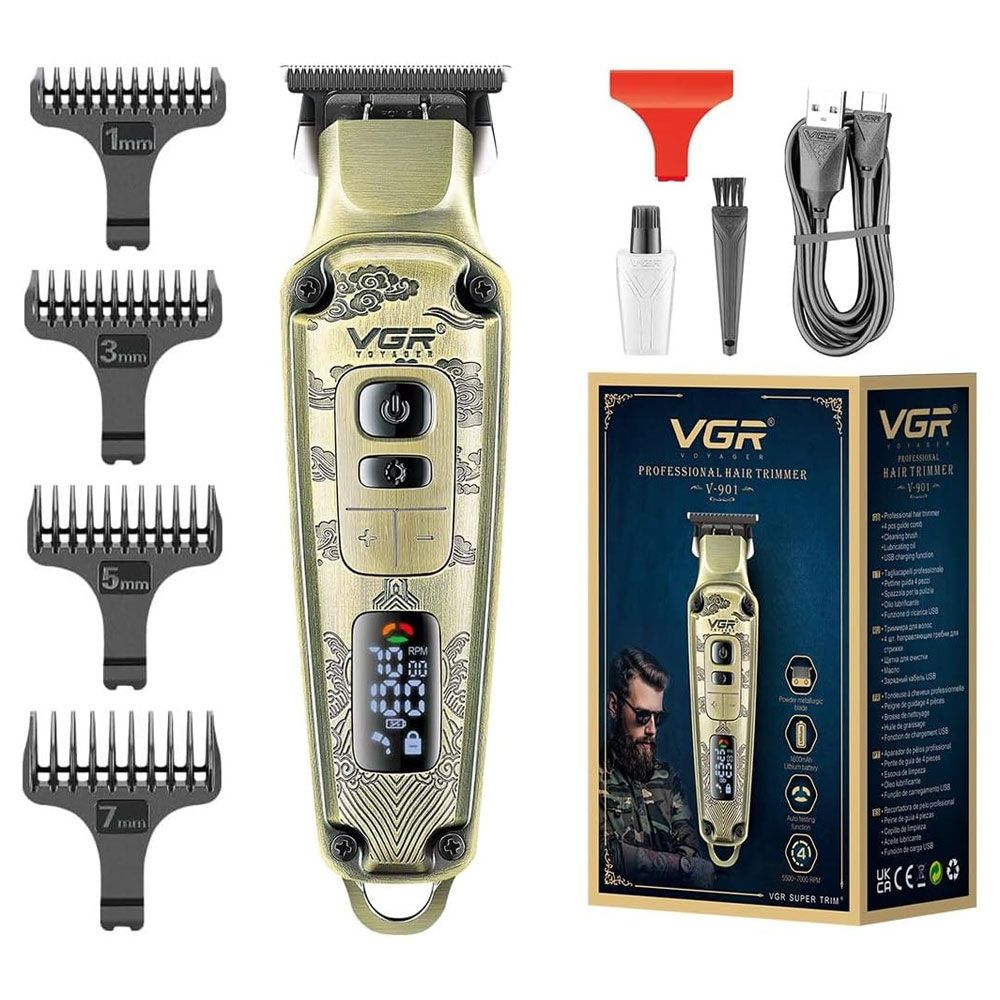 VGR Professional Rechargeable Hair Clipper - Gold - V-005