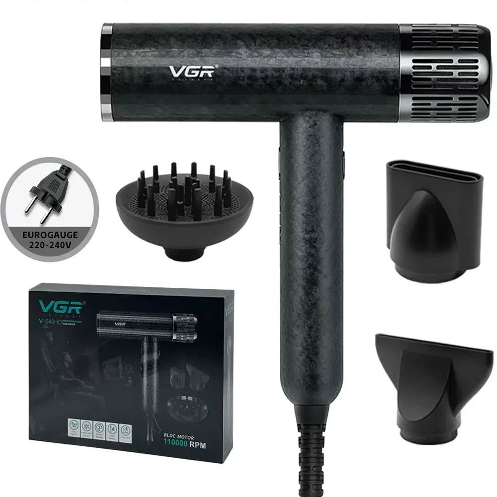 VGR V-640HD Professional Barber Series Hair Dryer 1900 Watt - Black