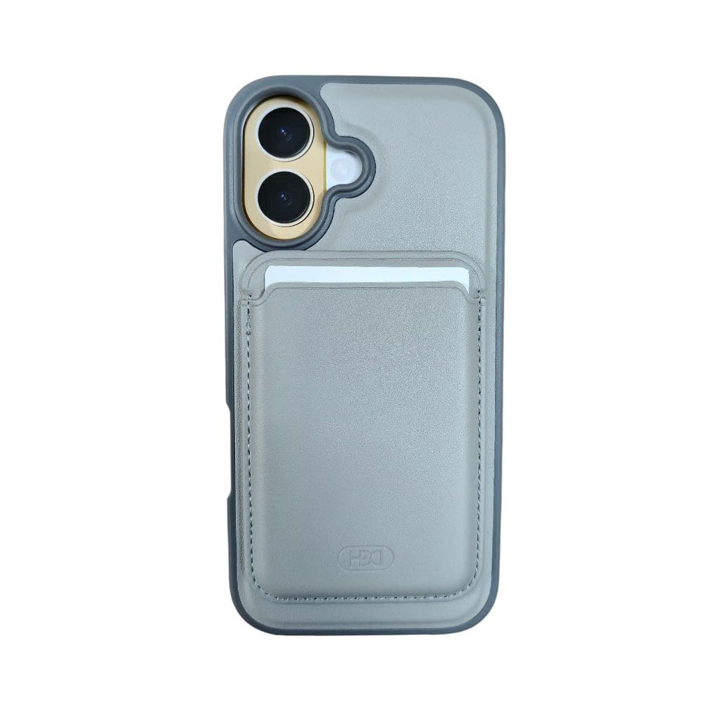 HDD Leather Cover For iPhone 17 With Pocket And Magsafe - Titanium Grey 
