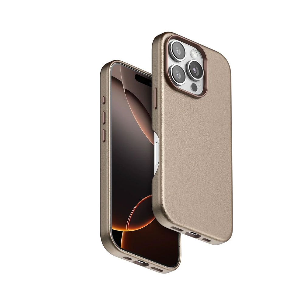 HDD Dividing Leather Cover For iPhone 15 Pro Max With Magsafe - Desert Titanium
