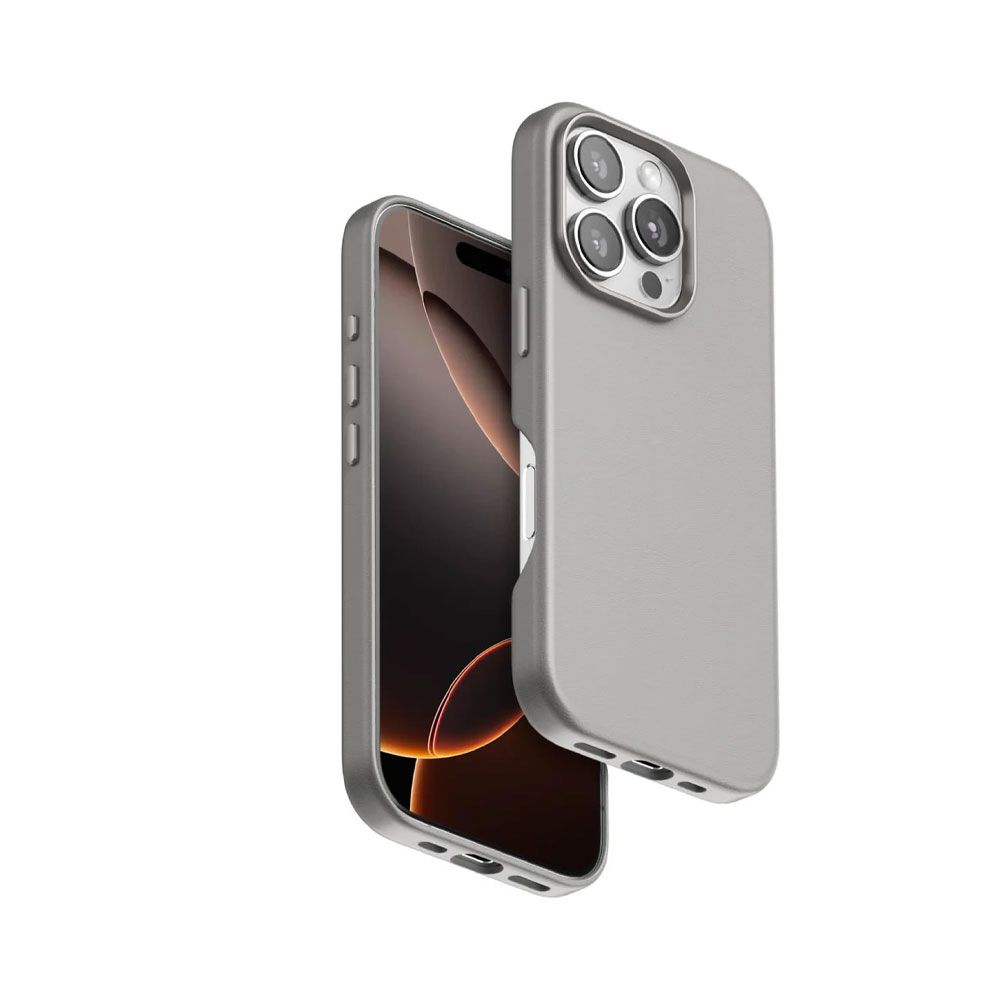 HDD Dividing Leather Cover For iPhone 15 Pro Max With Magsafe - Gray