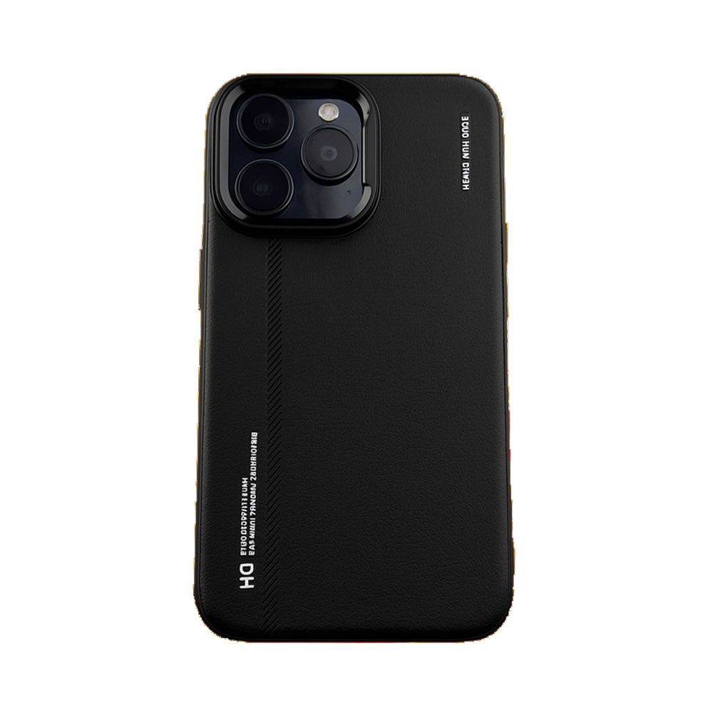 HDD Leather Cover For iPhone 16 Pro Max With Camera Stand - Black