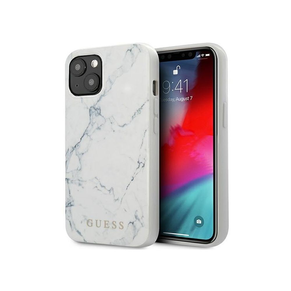 Guess PU Leather Case Saffiano With Metal Logo Hot Stamp Stripes For iPhone 13 Pro (6.1) - Pink