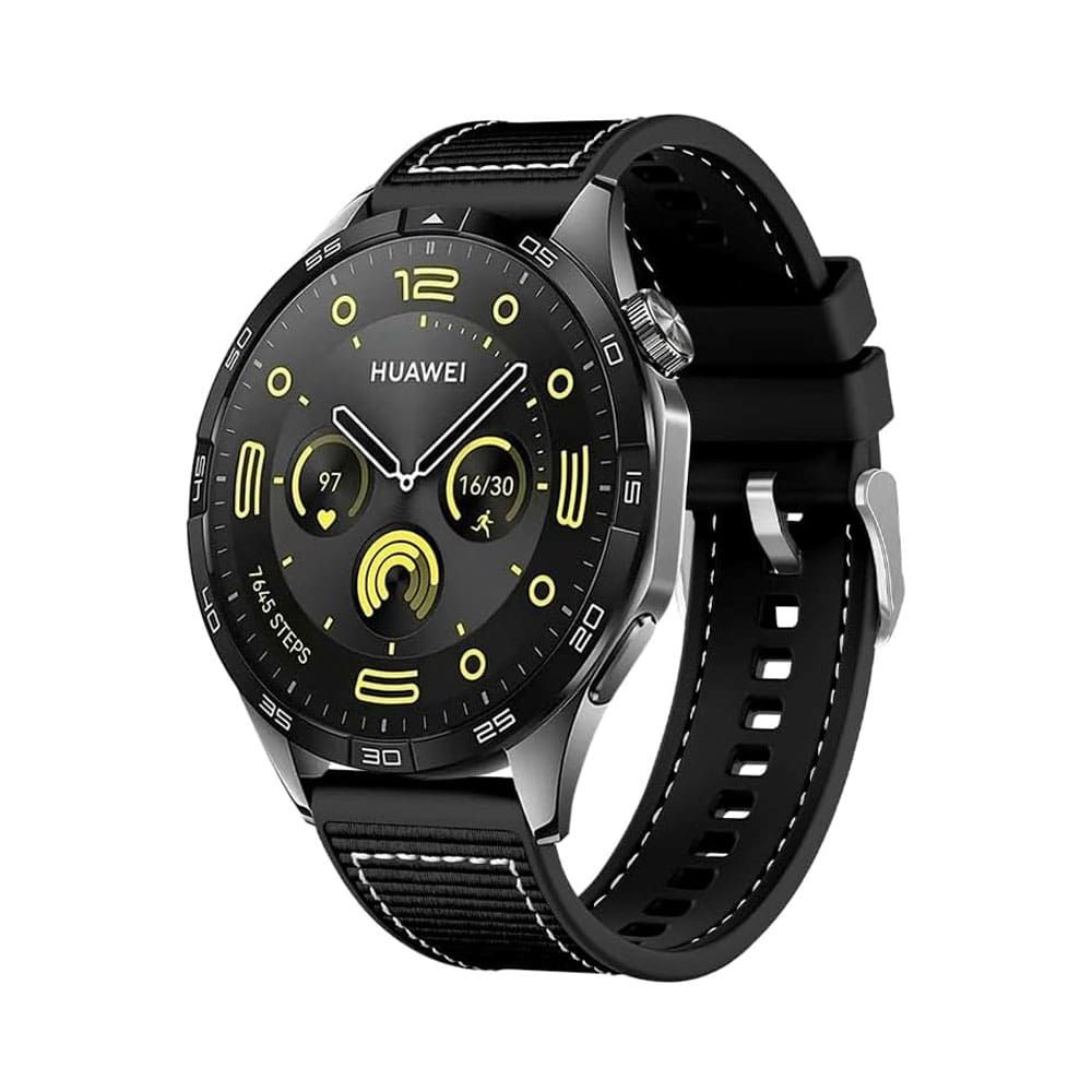 Strap 22mm Replacement Nylon Braided Silicone compatible With Huawei / Amazfit / Xiaomi / Samsung - Black