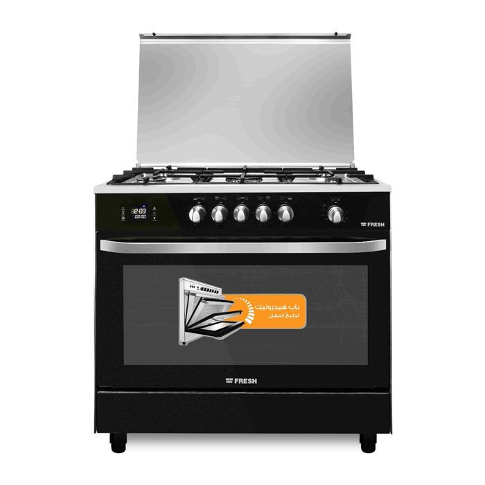 Fresh Hummer Gas Cooker 90 Cm Hydraulic Gas Cooker 5 Burners - Black * Silver - 16946