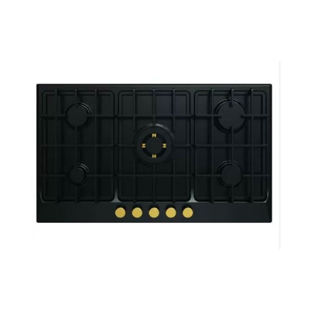 Fresh Built-in Hob 5 Gas Burners Cast Iron Full Safety 90 cm - Black- HAFR90CMBC1/BR - 9848