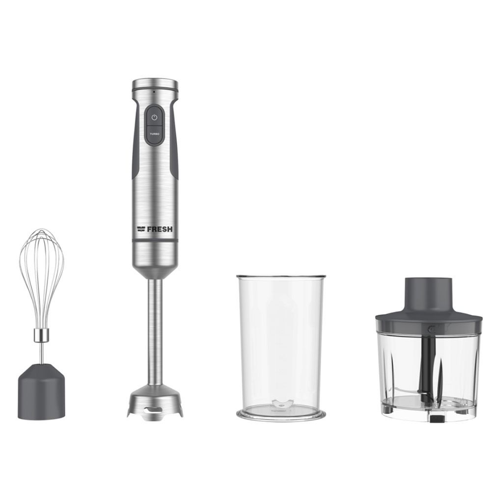Fresh Hand Blender 1500 Watt With Chopper 500 ml - 600 ml Plastic Cup - Grey -500020197