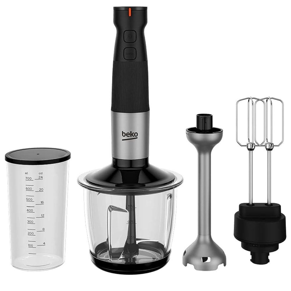 Beko Hand Blender With Accessories 750 Watt 12 Speed - 1 Liter - Black*Stainless Steel - HBA81762BX 
