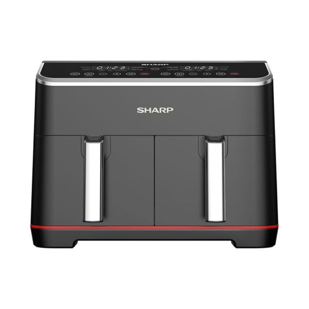 Sharp Air Fryer Dual Cook 8 Liter - 18000 Watt  Electronic Touch Screen - Stainless * Black - KF-DF80RT-EK2