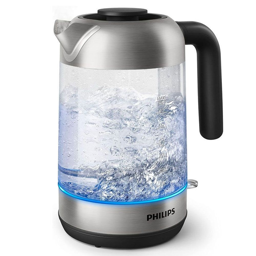 Philips Series 5000 Glass Kettle 1.7Liter Stainless Steel, Crystal 2200Watt - Black* Silver - Hd9339/81