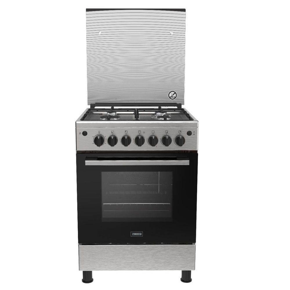 Zanussi Free Standing Cooker 60 Cm 4 Burners Steel Plus Full Safety - Stainless Steel Inox - ZCG622A6XB - 6573