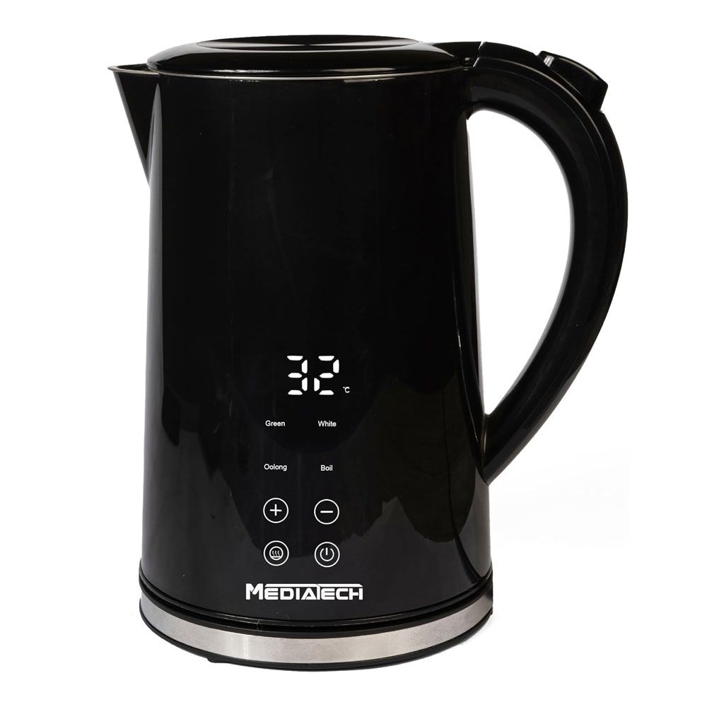 Media Tech Digital Kettle 1.7 Liter 1850 Watt - Avero - With Temperature Selection Display - Black - MT-KDS001
