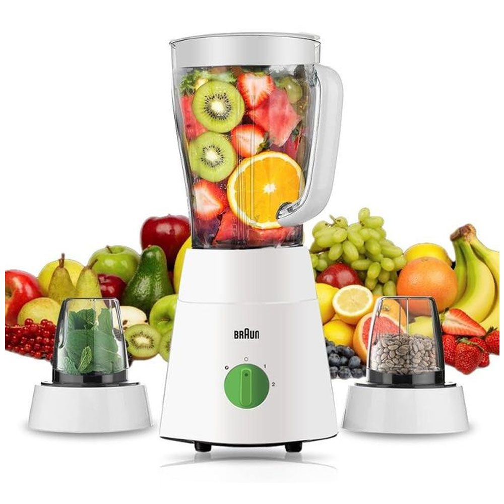 Braun Blender With Chopper And Grinder 3 In 1 - 500 Watt - 1.75 Liter - White - JB0123WH