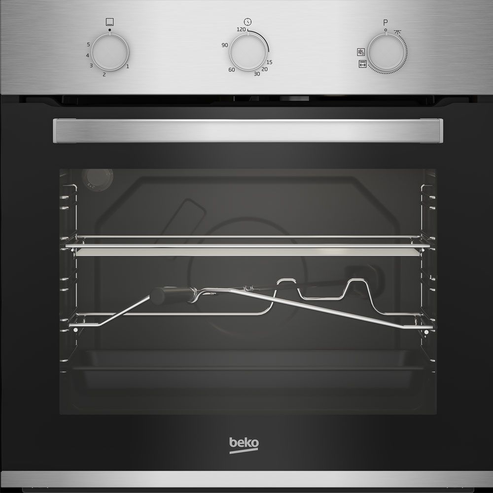 Beko Gas Oven 60 Cm - Electric Grill 66 Liter With Fan - Stainless Steel - BBIH12100XC