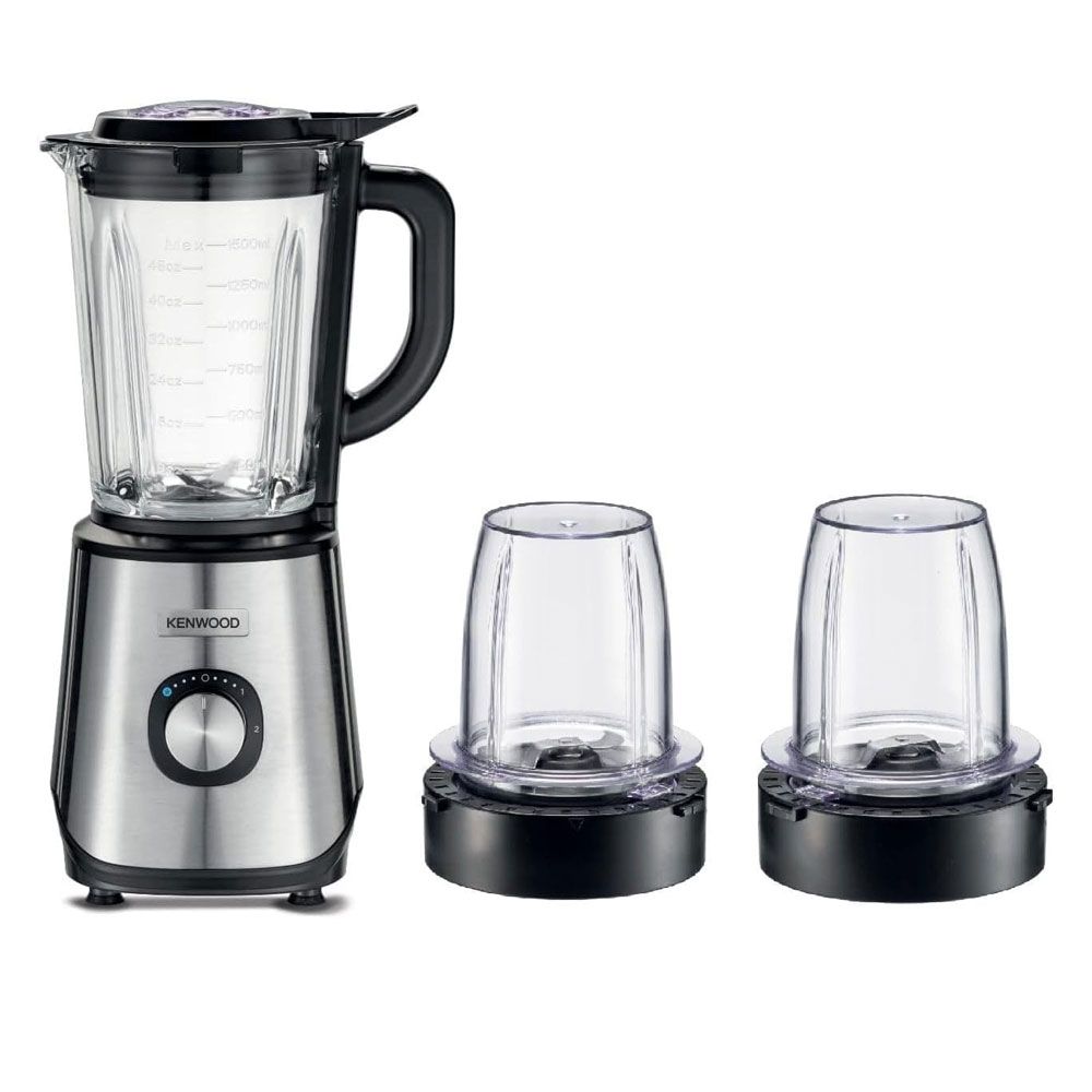 Kenwood Glass Countertop Blender with 2 Mills 1000 Watt - 2 Liters - Black - Blm45.720Ss