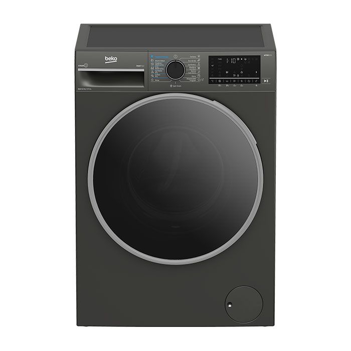 Beko Washing Machine 10KG 1400 RPM Washer Dryer 6KG Digital Screen Xpress Inverter Steam Bluetooth - Gray - BWD10640MCI
