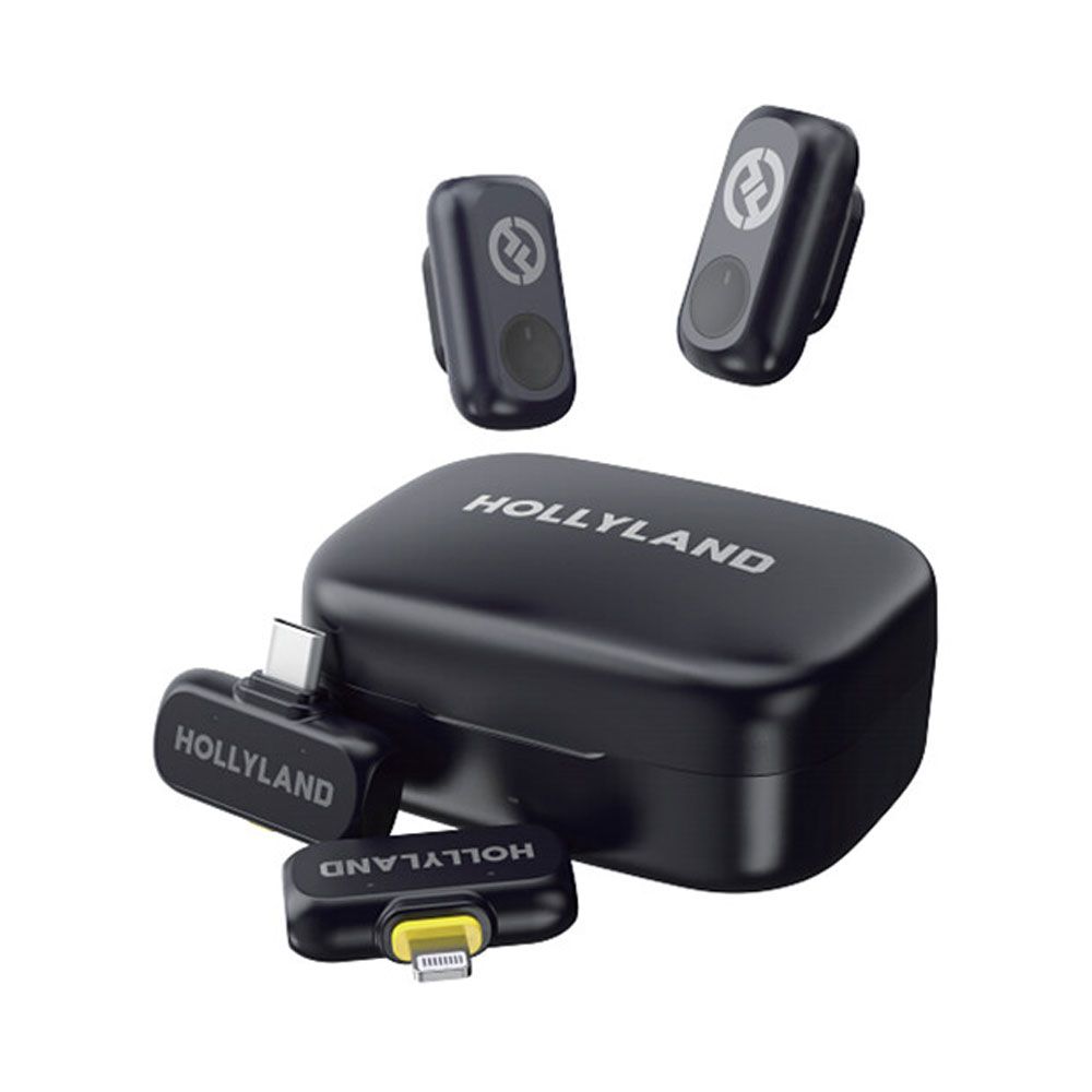 Hollyland Lark A1 Combo 2Person Wireless Microphone System With USB-C And Lightning Connector For Mobile Devices - Black