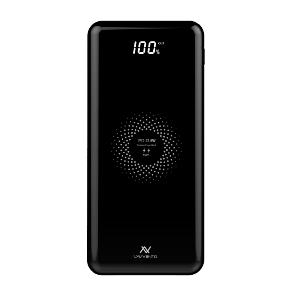 L'AVVENTO (MP125) Power Bank 10000mAh QI Wireless Fast Charger - Black