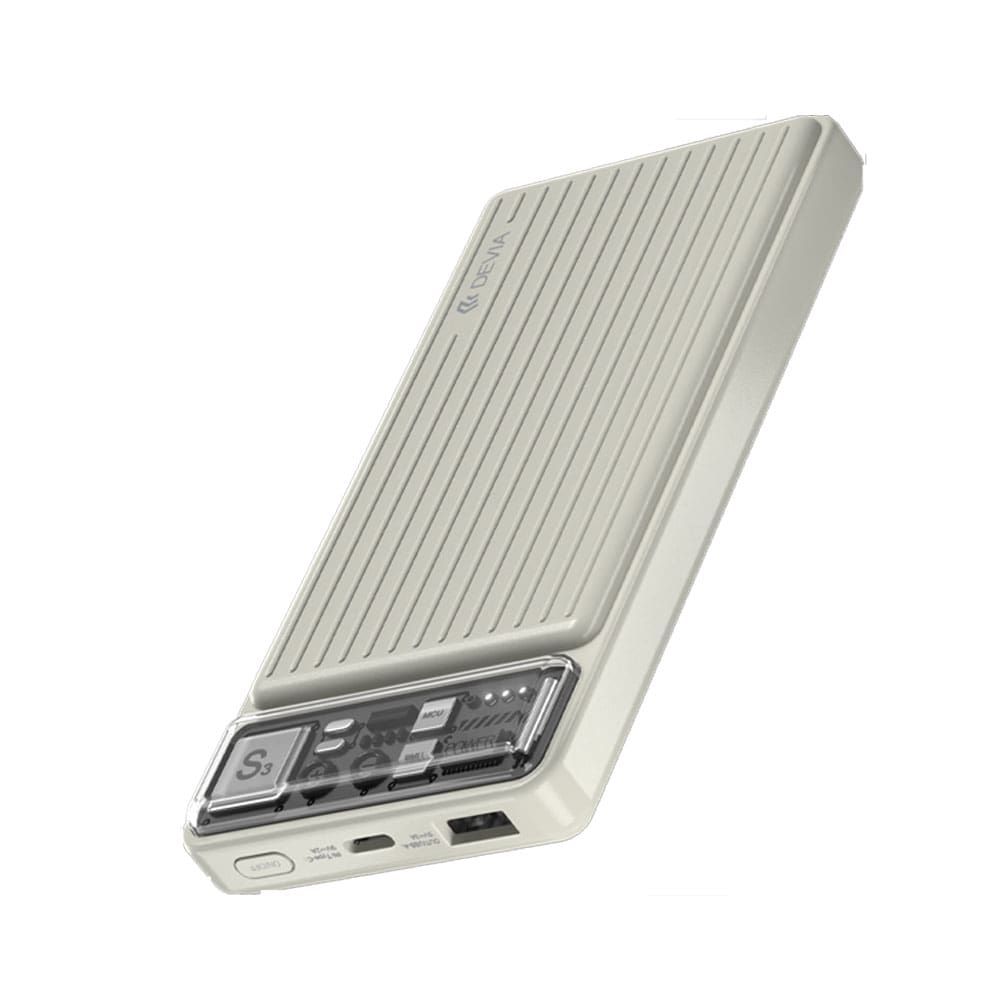 DEVIA Smart Series 12W Power Bank 10000mAh Input Type-C, Output USB-A Thin and Light Design - Ivory