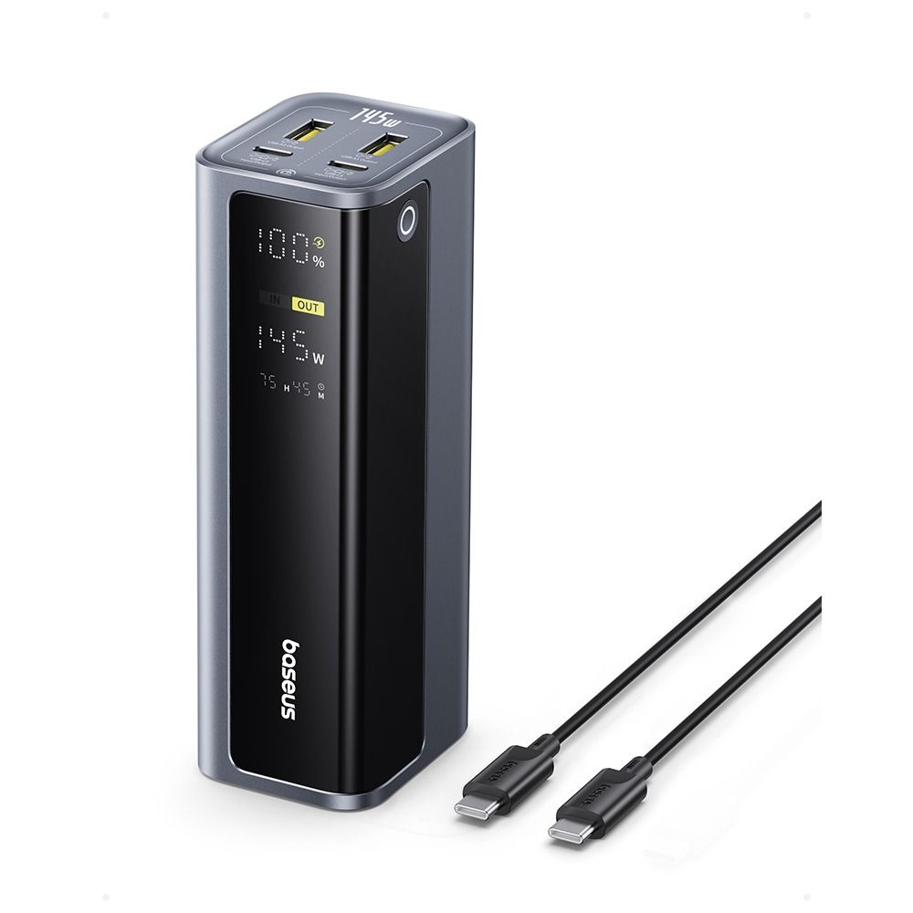 Baseus EnerGeek GP12 Fast Charging Power Bank With Digital Display Includes Cable Type-C 1M 100W 20800mAh 145W - Space Grey