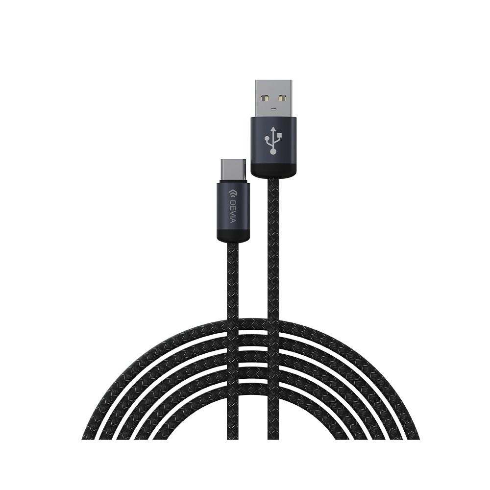 Devia Gracious Series Data Cable For Type-C Nylon Woven - 5V,2.4A 2M - Black