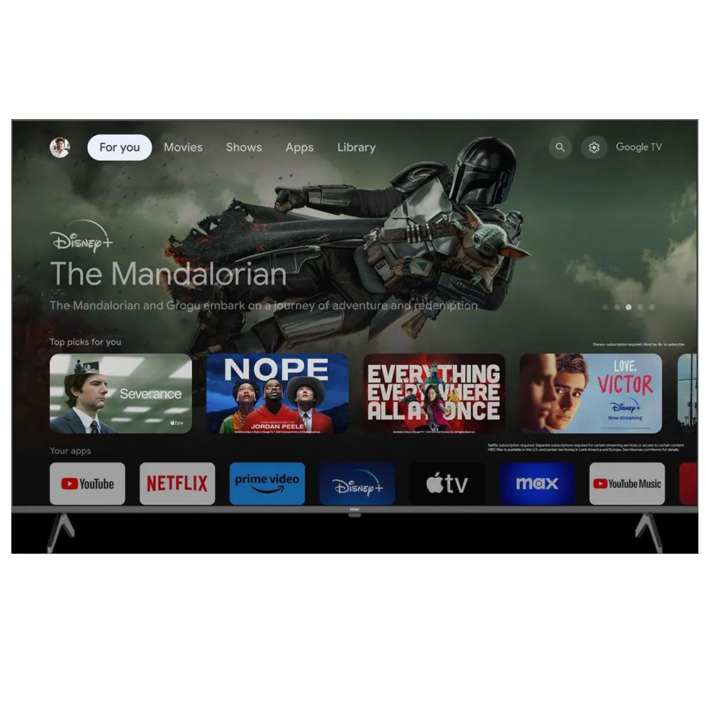 Haier Google TV 65" 4K UHD Smart - LED with Built-in Receiver - Black - H65K80EU