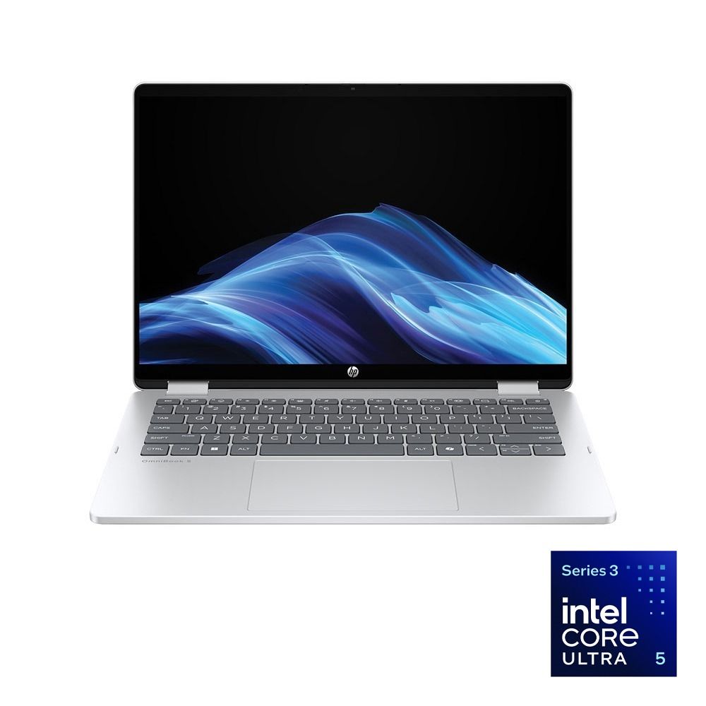 HP OmniBook 5 Flip 14-km0007ne Laptop - Intel® Core™ Ultra 5-322 - 16GB - 512GB SSD - Intel® Graphics - 14" Touch 2K - Win11 - Glacier Silver