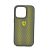 Ferrari For iPhone 14 PU Leather Perforated Case With Nylon Base & Yellow Shield Logo - Yellow