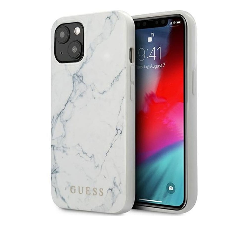 Guess PC/TPU Marble Design Case For iPhone 13 Pro Max (6.7) - White