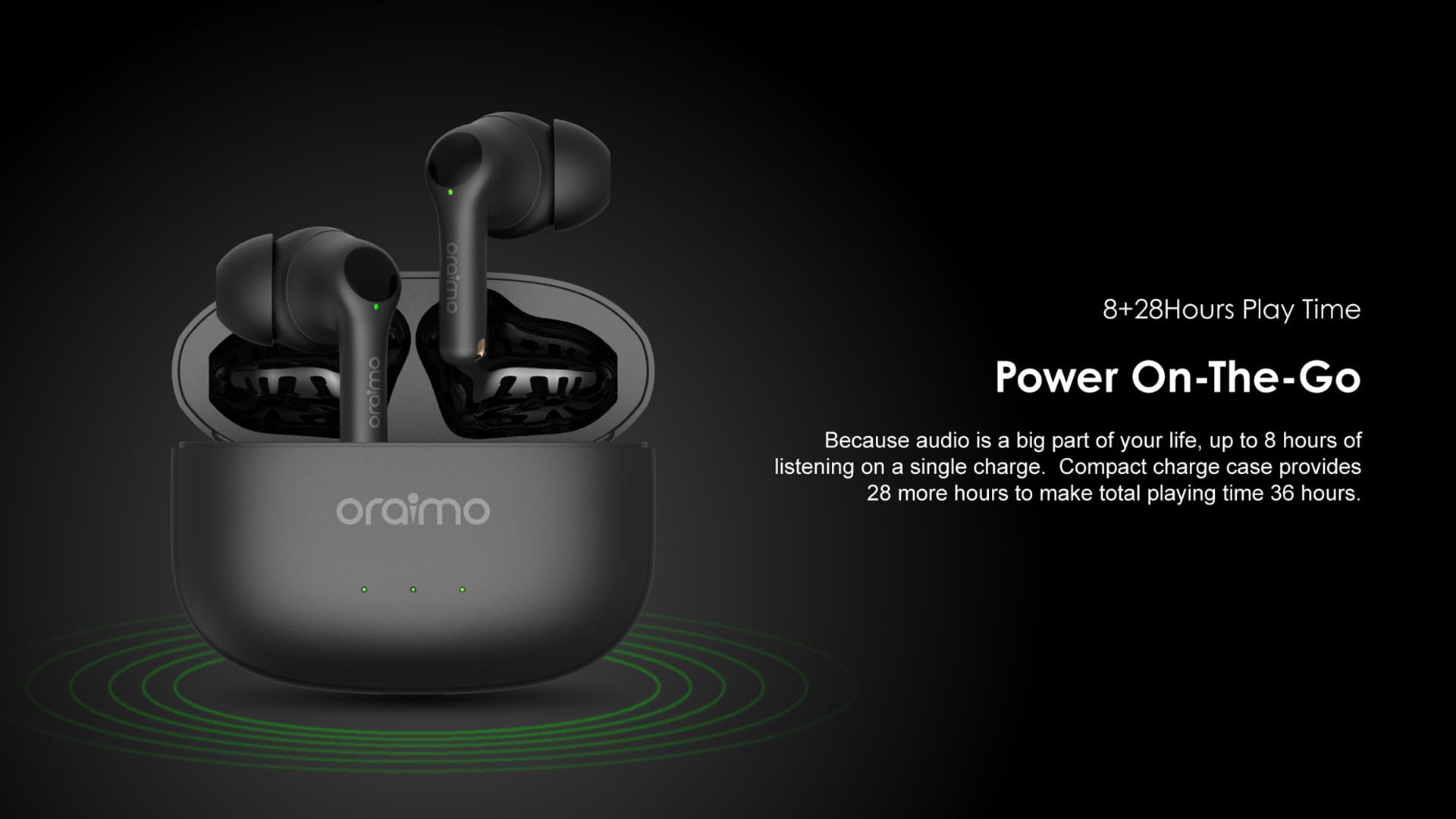 Oraimo FreePods 3 TWS True Wireless Stereo Earbuds - Black