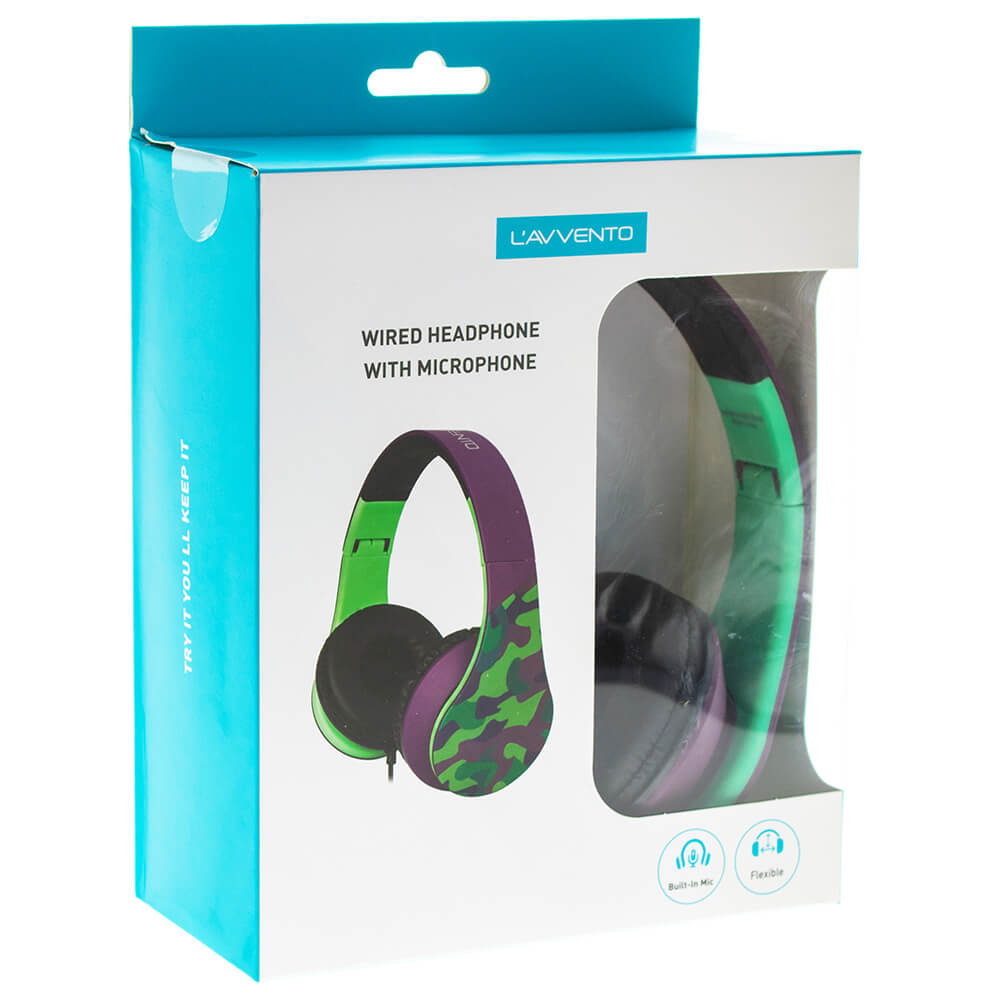 L'avvento (HP245) - Colorful Wired Headphone with Microphone - Army