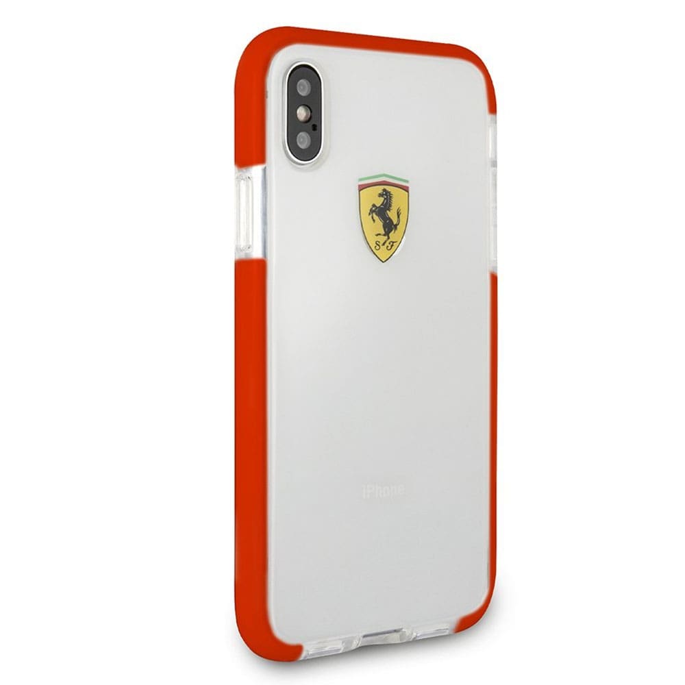 Ferrari iPhone X Shockproof Transparent Hard Cover - Red