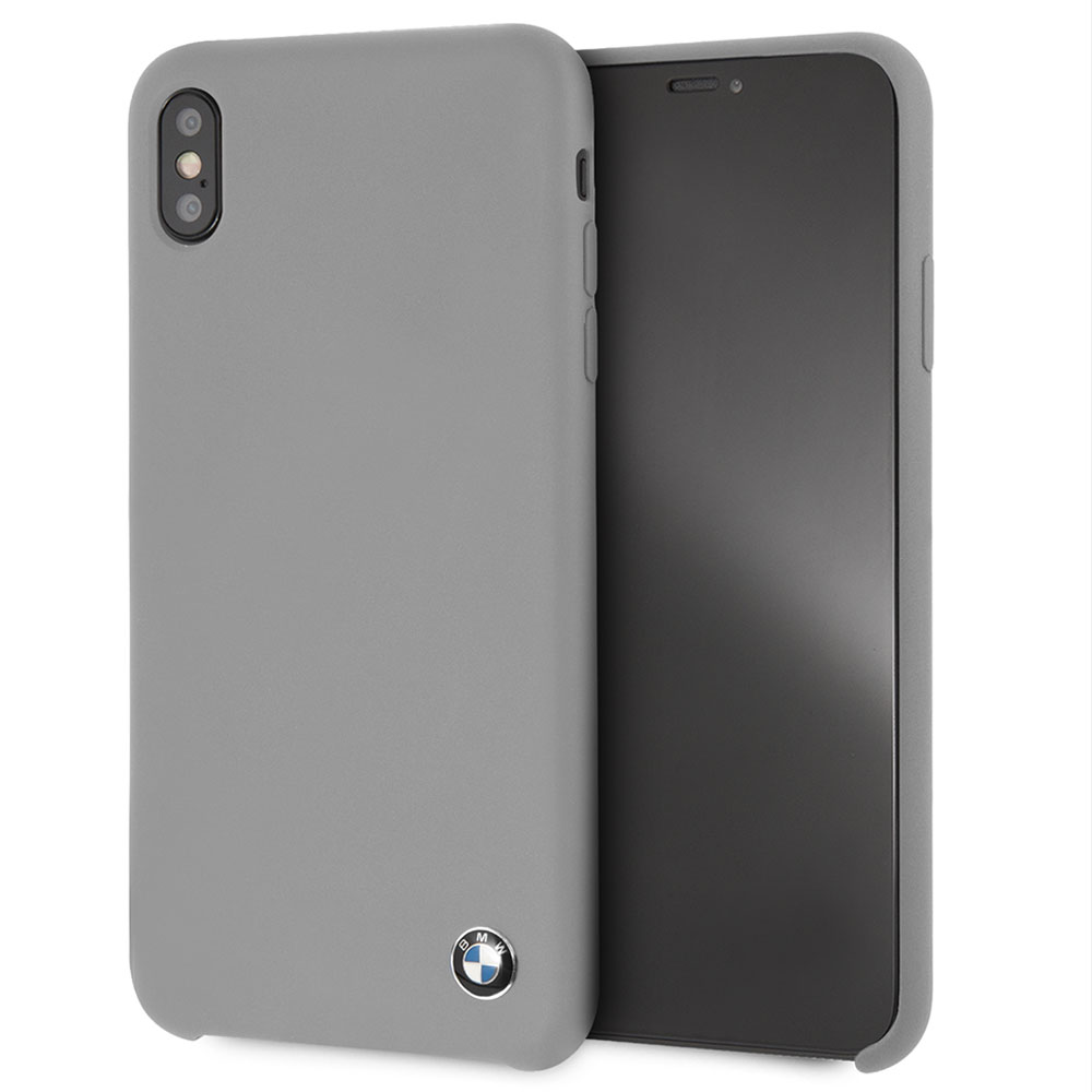 BMW iPhone Xs Max Real Microfiber Silicone Case - Gray