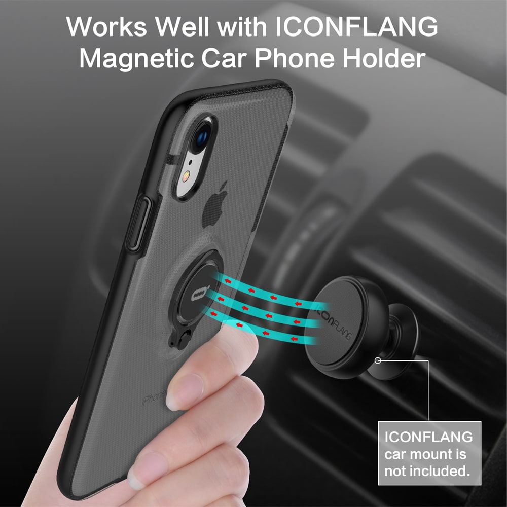 Icon-Flang iPhone XR 6.1" Back Cover with Ring Holder Coolgem - Black