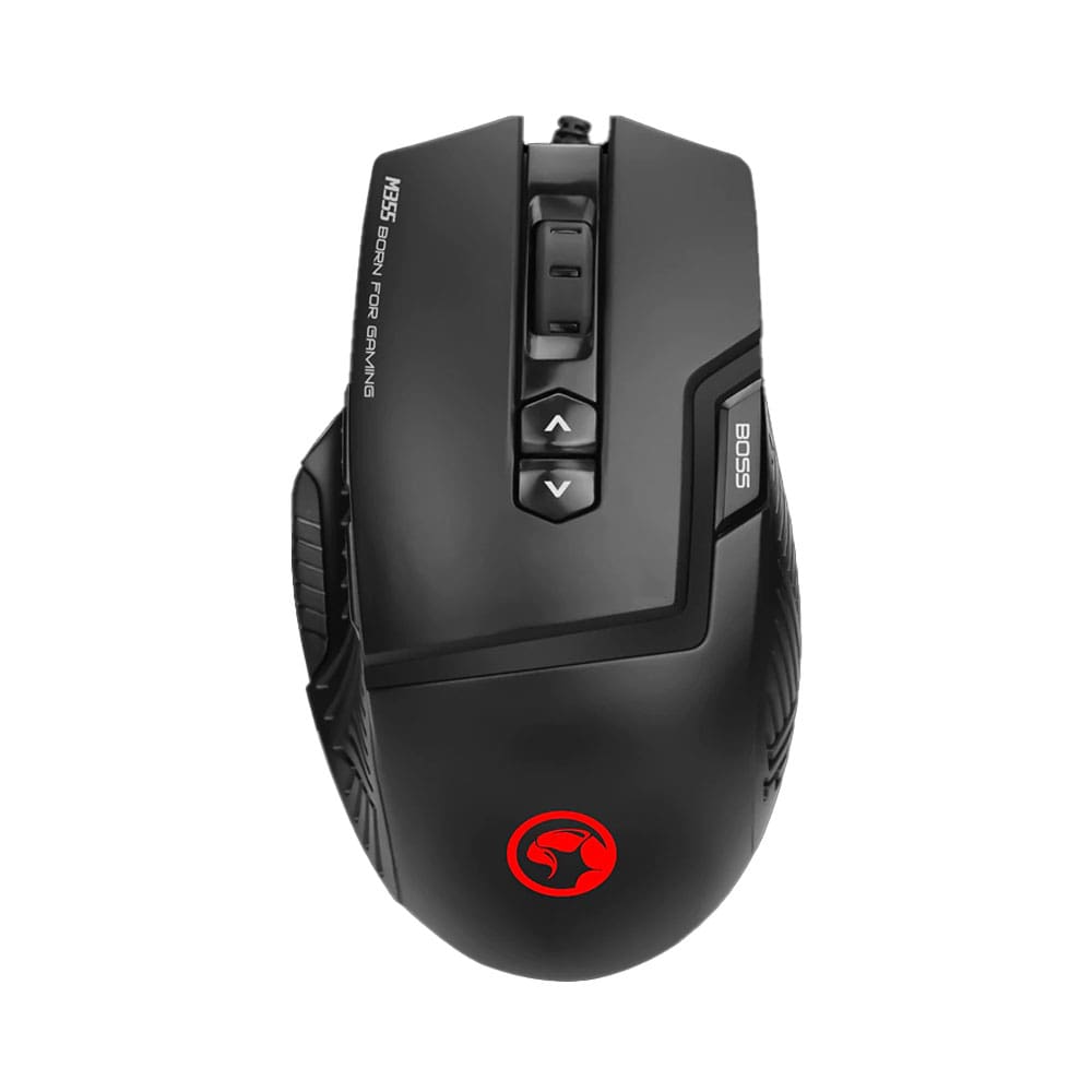 Marvo Gaming Mouse M355 with Thumb Rest 7200 DPI Optical Sensor 7 Color Backlight - Black