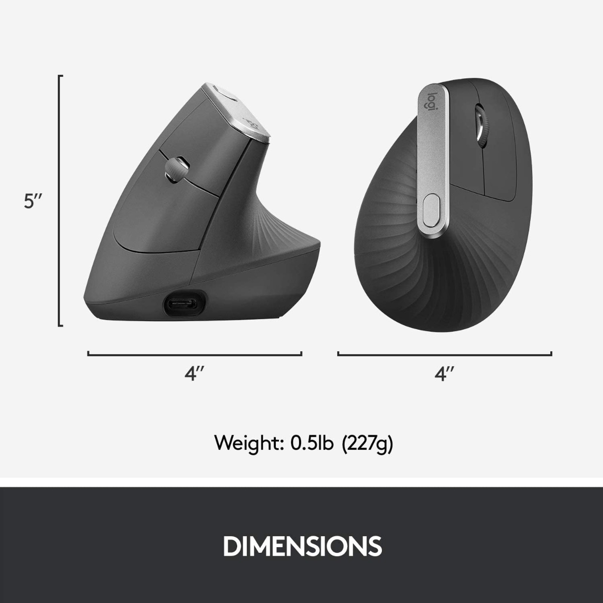 Logitech MX Vertical Advanced Ergonomic Mouse - 2.4GHZ/BT 910-005448 -  Graphite