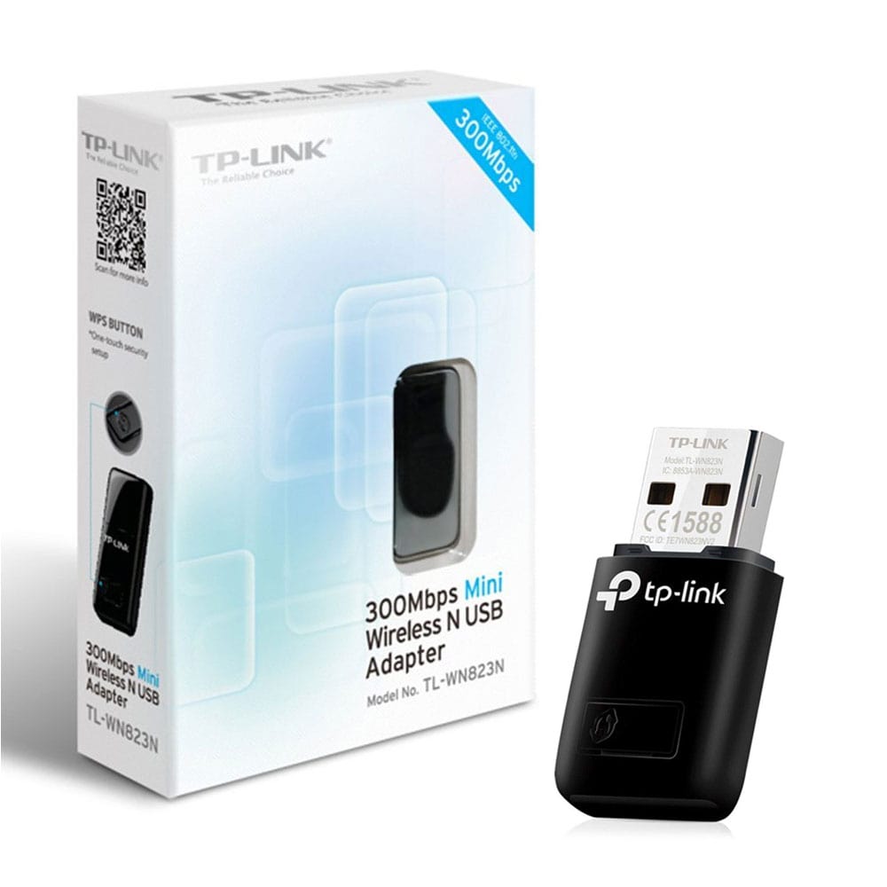 محول تي بي لينك لاسلكي صغير N USB بسرعة 300 ميجابايت بالثانية - (TL-WN823N)